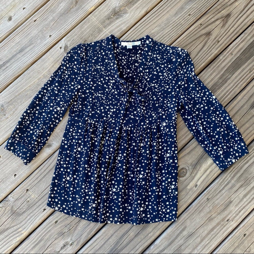 Boden - Star Print Pleated Bow Front Top